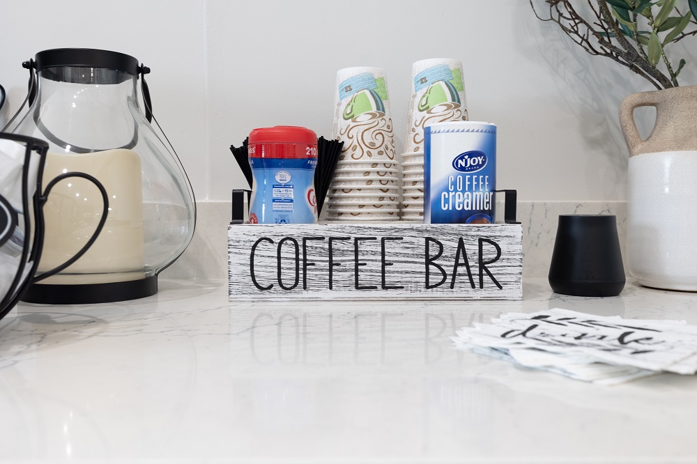 Thrive Family Dentistry of Auburn - cozy coffee bar with creamer